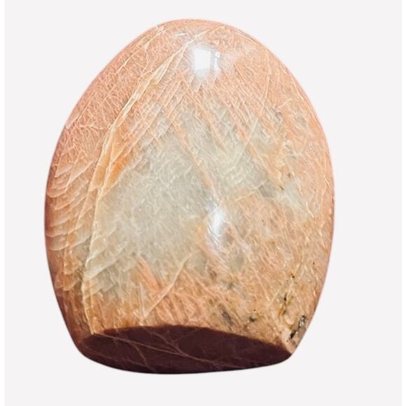 Peach Moonstone Free Form Approx 1245 ctw 4” T x 3 1/2” W - Picture 3 of 8